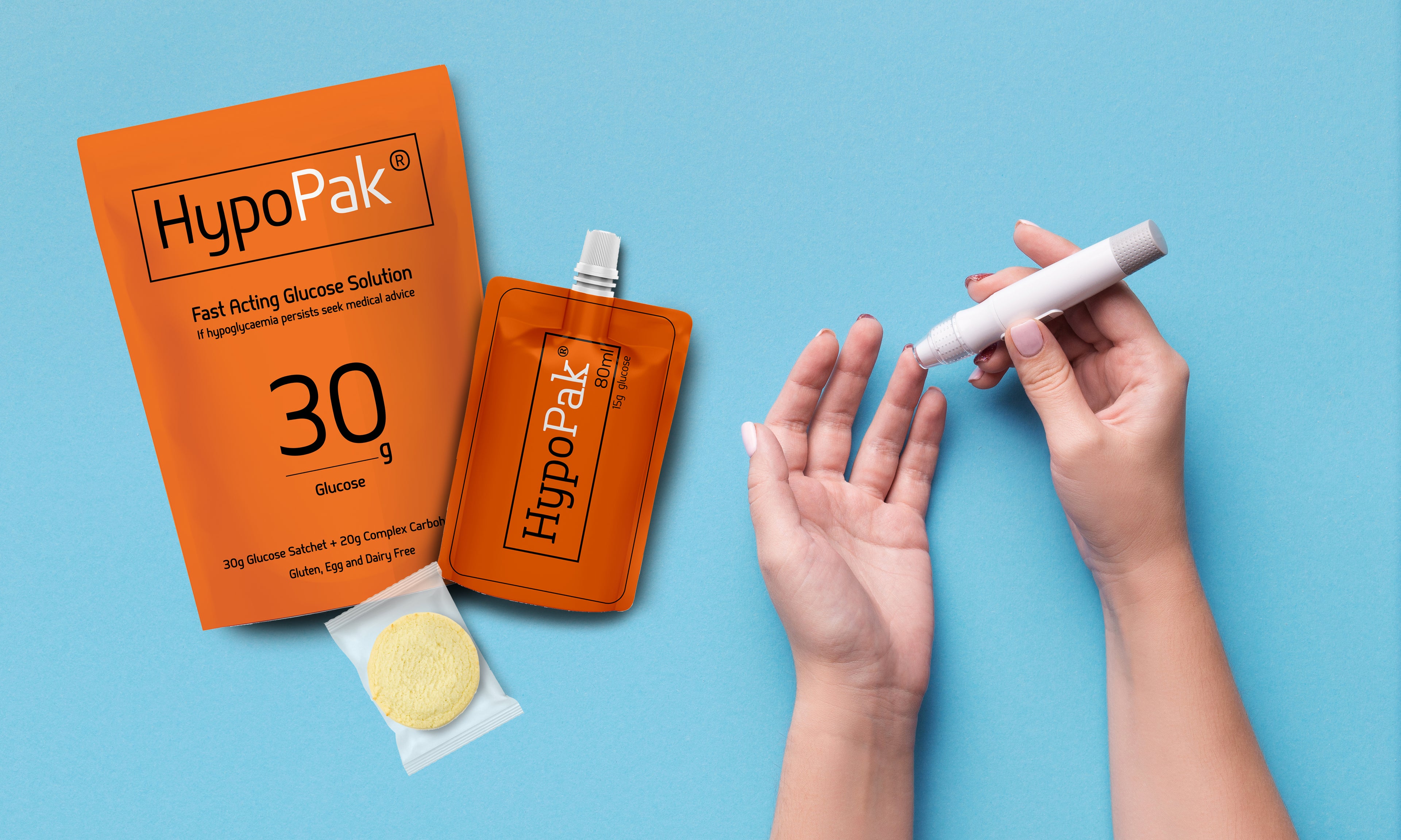HypoPak Fast Acting Glucose Solution. If Hypoglycaemia persists seek medical advice. 
